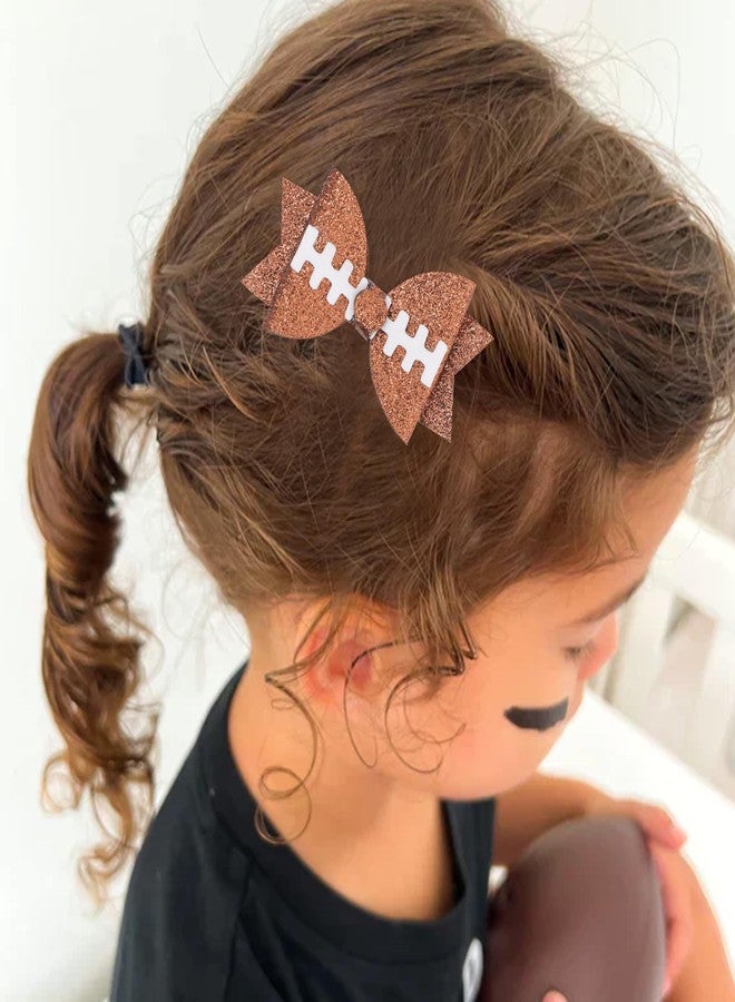 Jissoo 2 Pcs Football Bow Hair Clips - Sports Girls Hair Accessories, Glitter Football Girl Pigtail Bows, Hair Bow Photo Props, Sports Party Outfit Decoration - Image 4